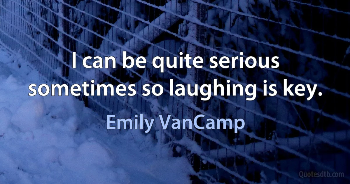 I can be quite serious sometimes so laughing is key. (Emily VanCamp)