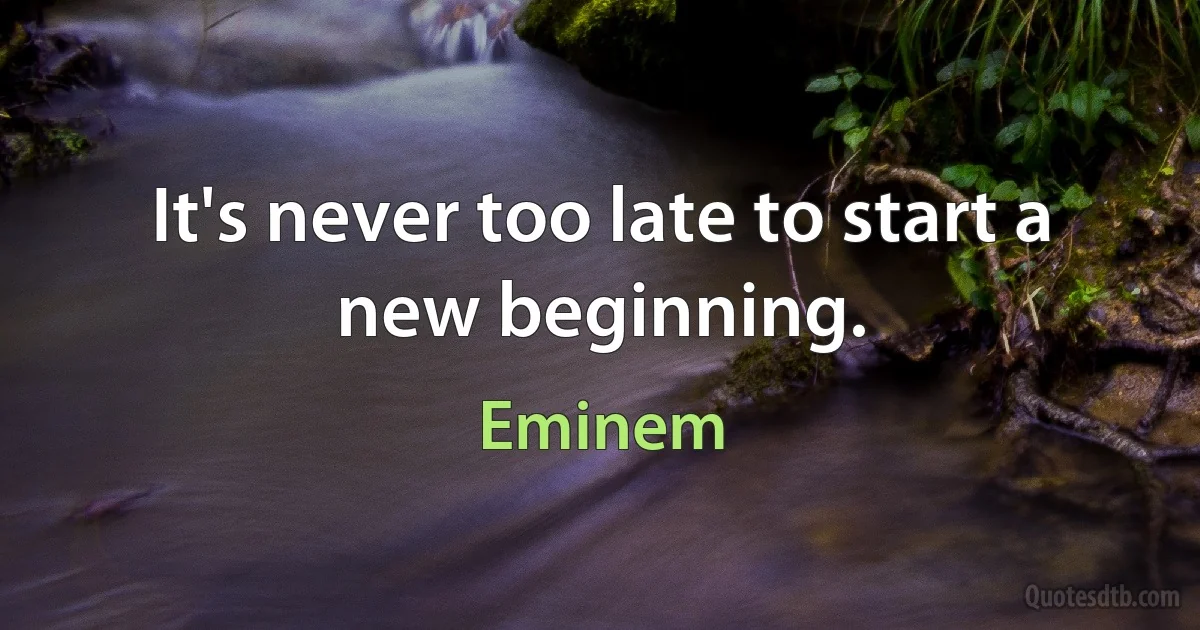 It's never too late to start a new beginning. (Eminem)