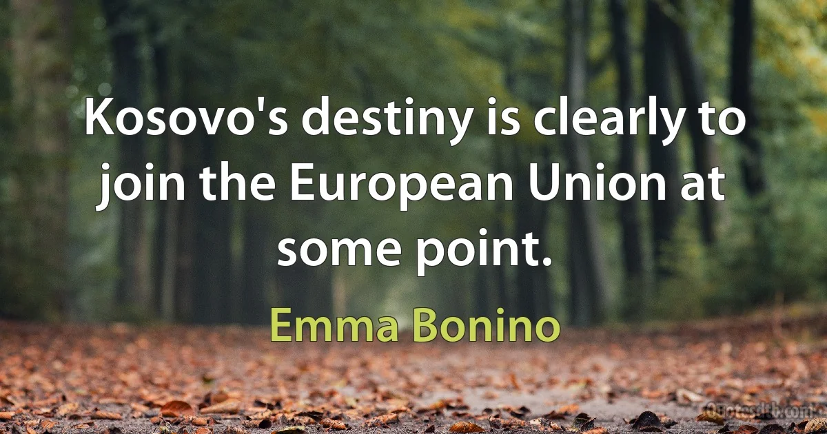 Kosovo's destiny is clearly to join the European Union at some point. (Emma Bonino)