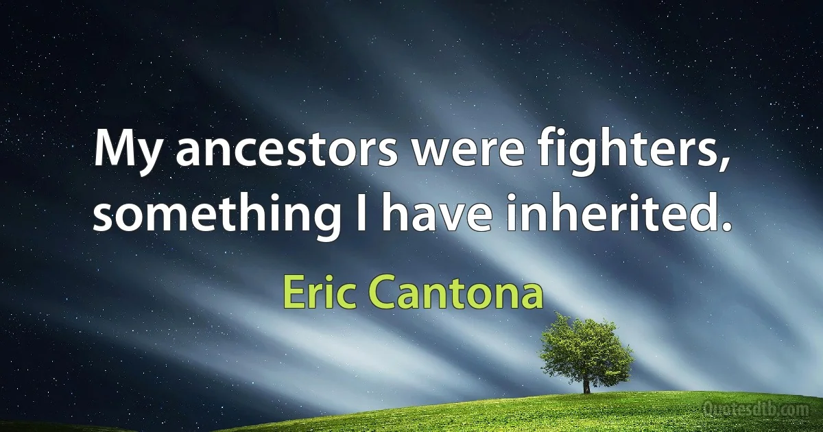 My ancestors were fighters, something I have inherited. (Eric Cantona)