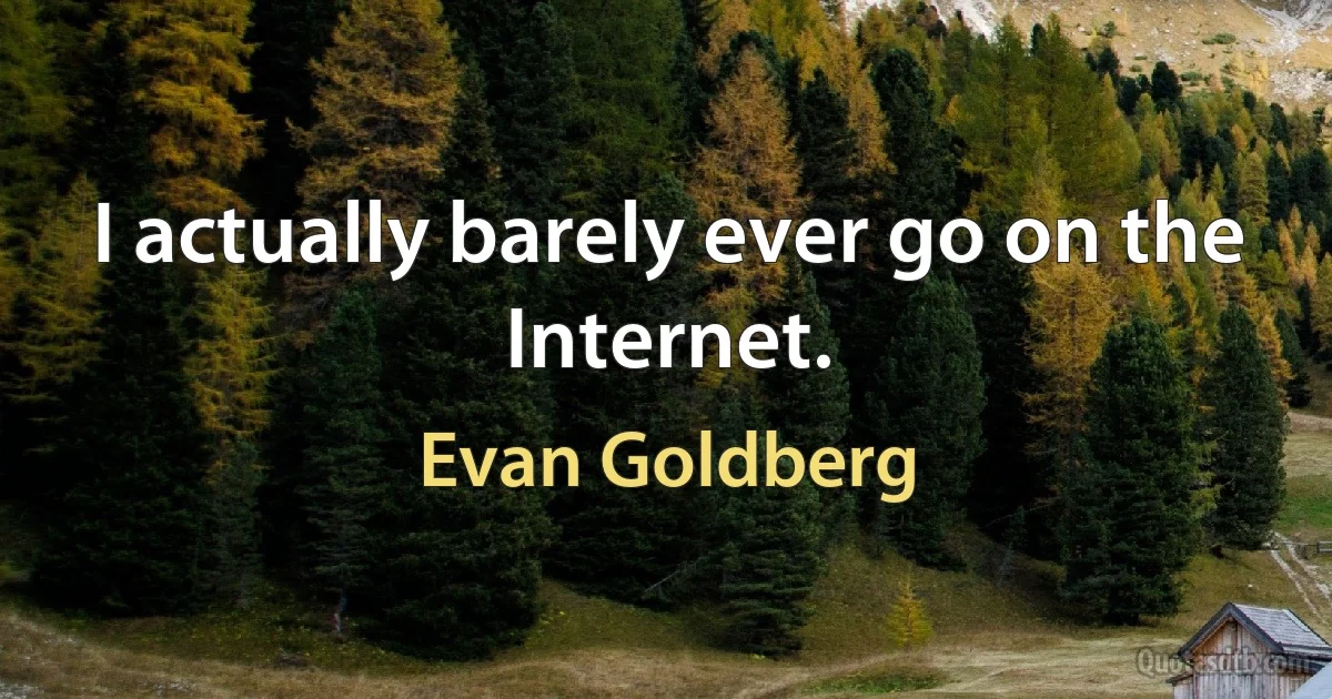 I actually barely ever go on the Internet. (Evan Goldberg)