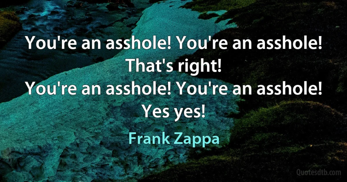 You're an asshole! You're an asshole!
That's right!
You're an asshole! You're an asshole!
Yes yes! (Frank Zappa)