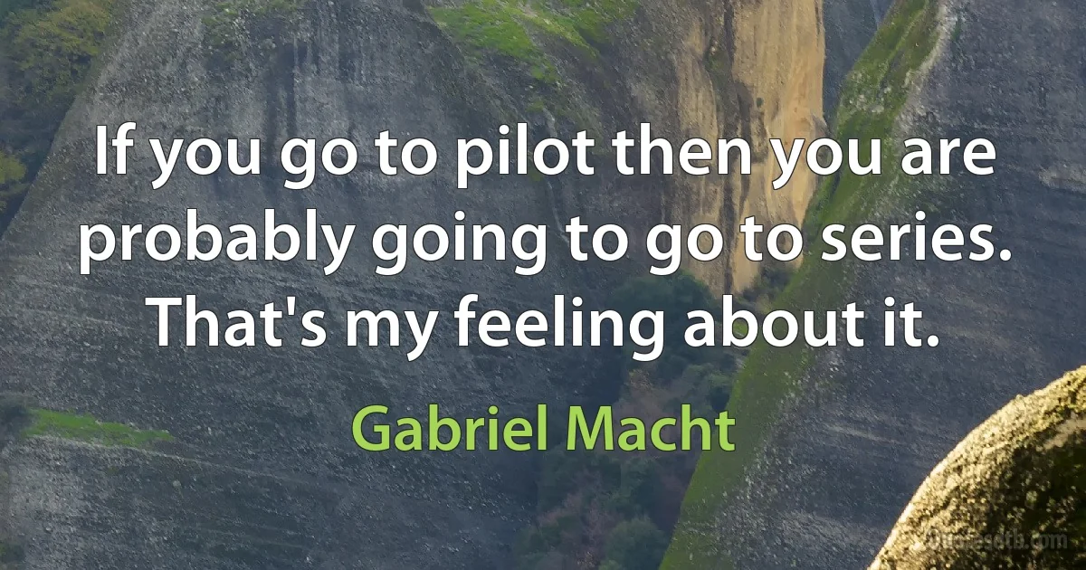 If you go to pilot then you are probably going to go to series. That's my feeling about it. (Gabriel Macht)