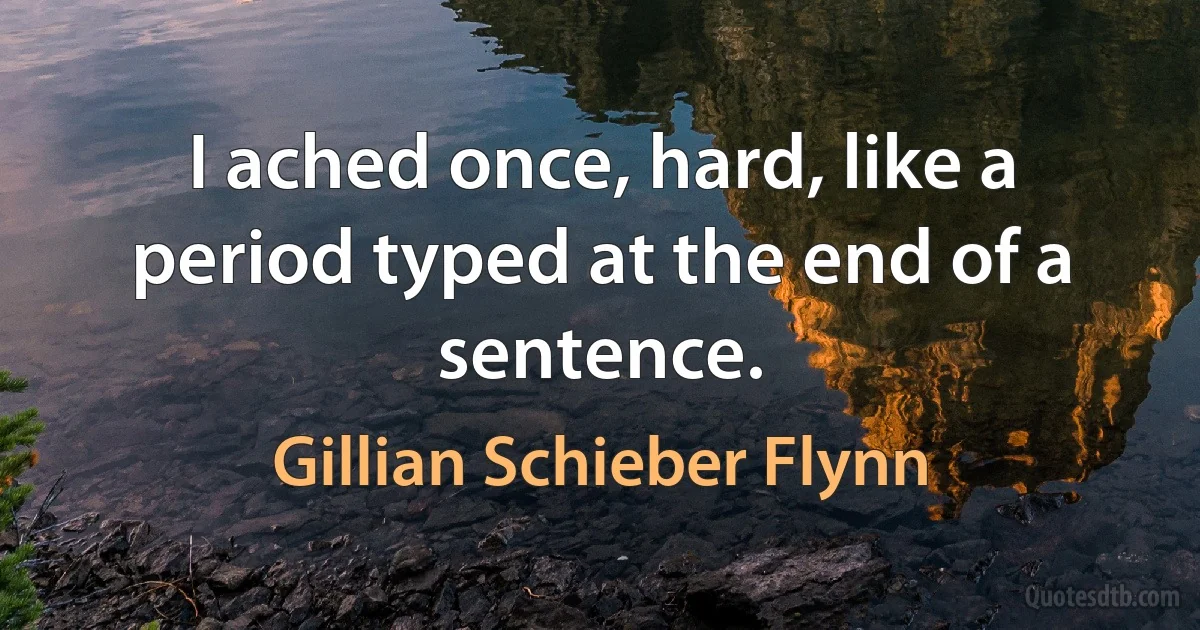 I ached once, hard, like a period typed at the end of a sentence. (Gillian Schieber Flynn)