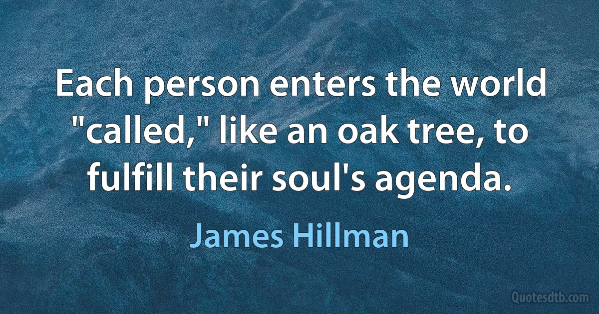 Each person enters the world "called," like an oak tree, to fulfill their soul's agenda. (James Hillman)