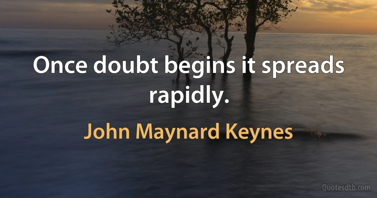 Once doubt begins it spreads rapidly. (John Maynard Keynes)