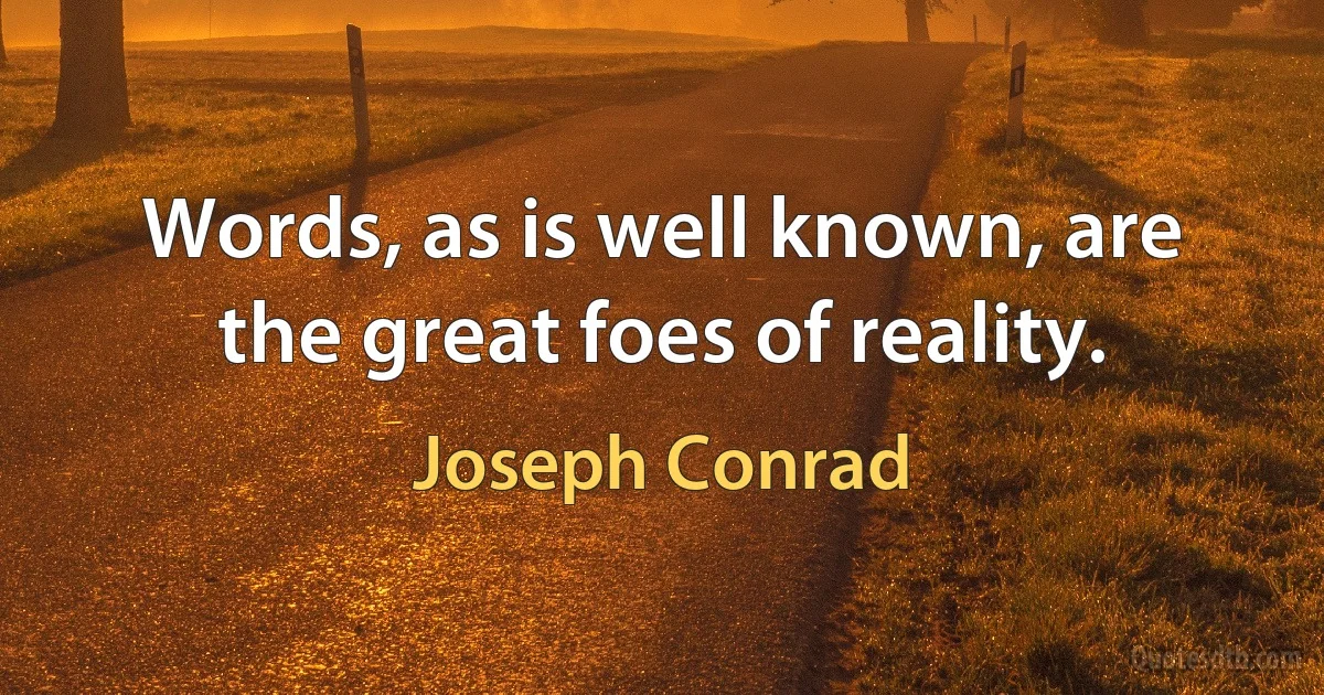 Words, as is well known, are the great foes of reality. (Joseph Conrad)