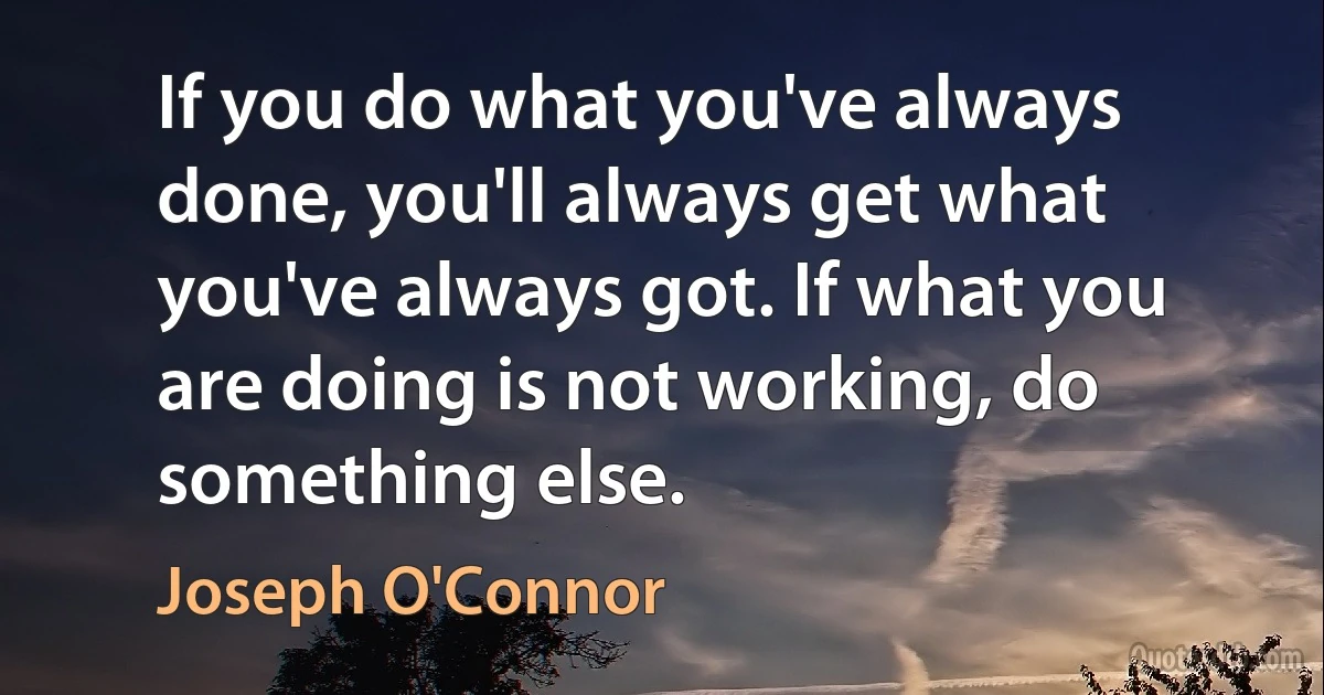 If you do what you've always done, you'll always get what you've always got. If what you are doing is not working, do something else. (Joseph O'Connor)