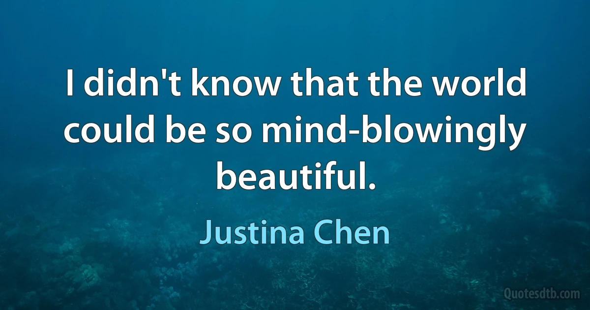 I didn't know that the world could be so mind-blowingly beautiful. (Justina Chen)