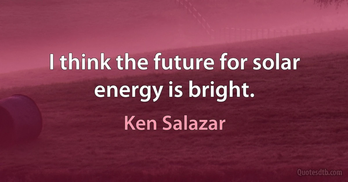 I think the future for solar energy is bright. (Ken Salazar)