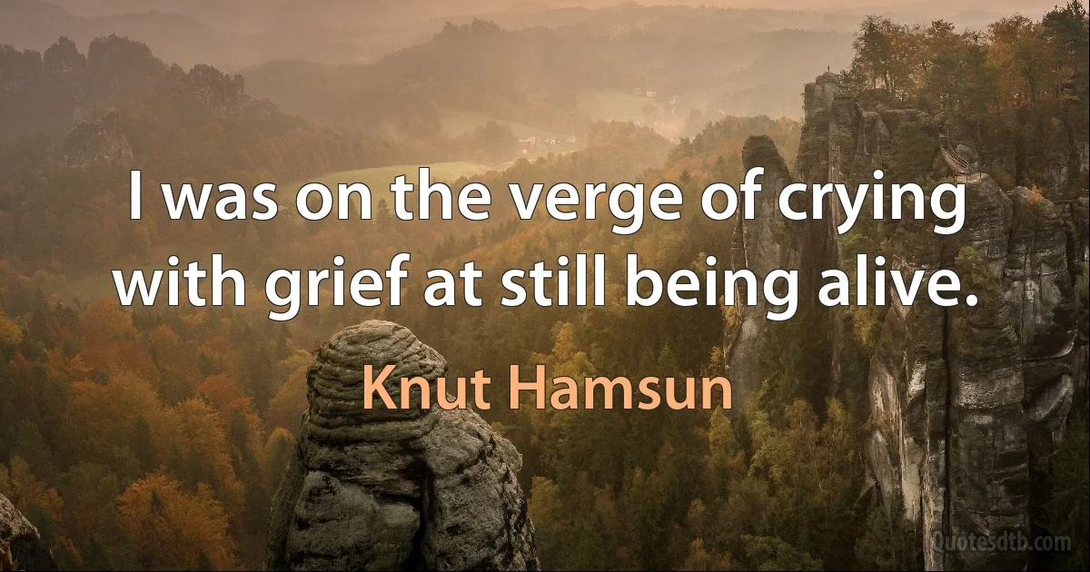 I was on the verge of crying with grief at still being alive. (Knut Hamsun)