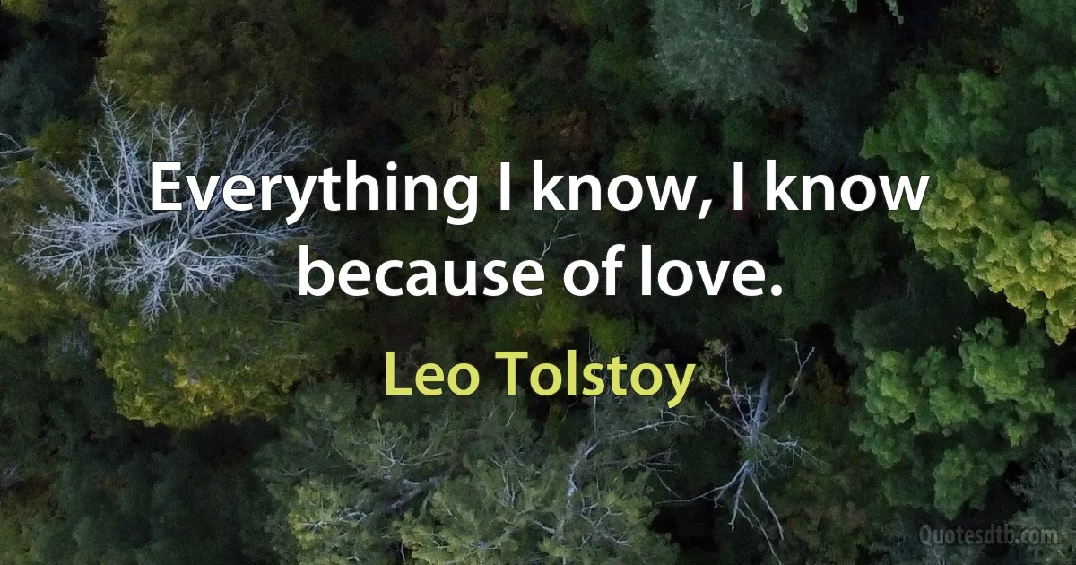 Everything I know, I know because of love. (Leo Tolstoy)