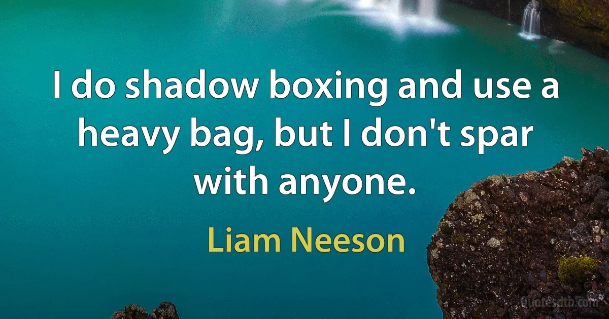 I do shadow boxing and use a heavy bag, but I don't spar with anyone. (Liam Neeson)