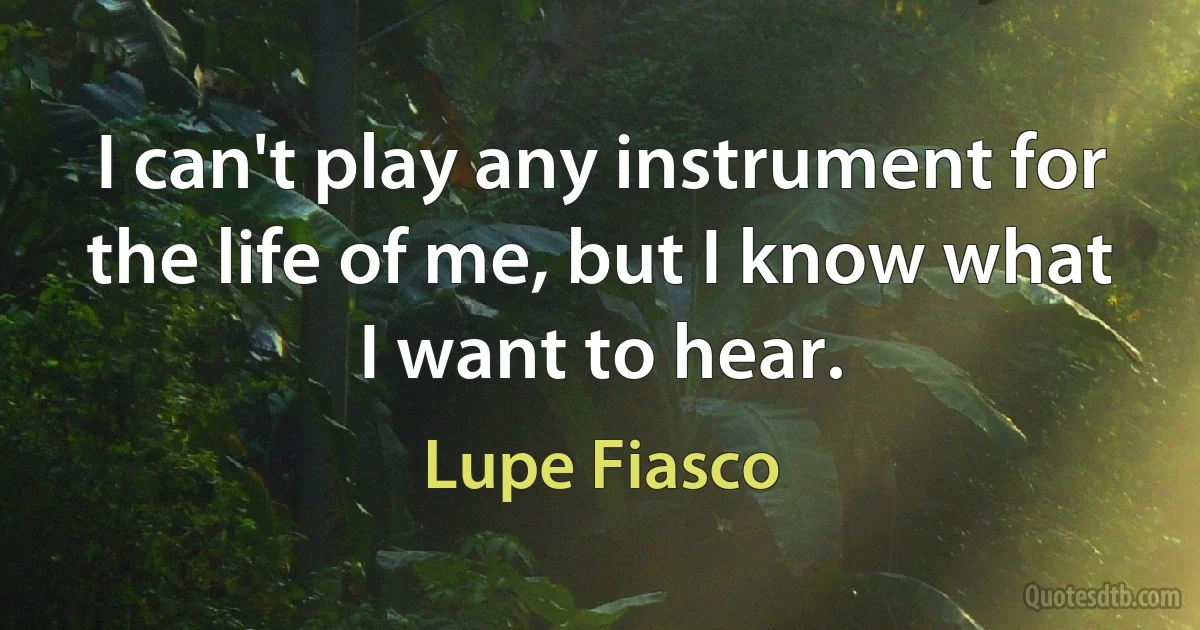 I can't play any instrument for the life of me, but I know what I want to hear. (Lupe Fiasco)