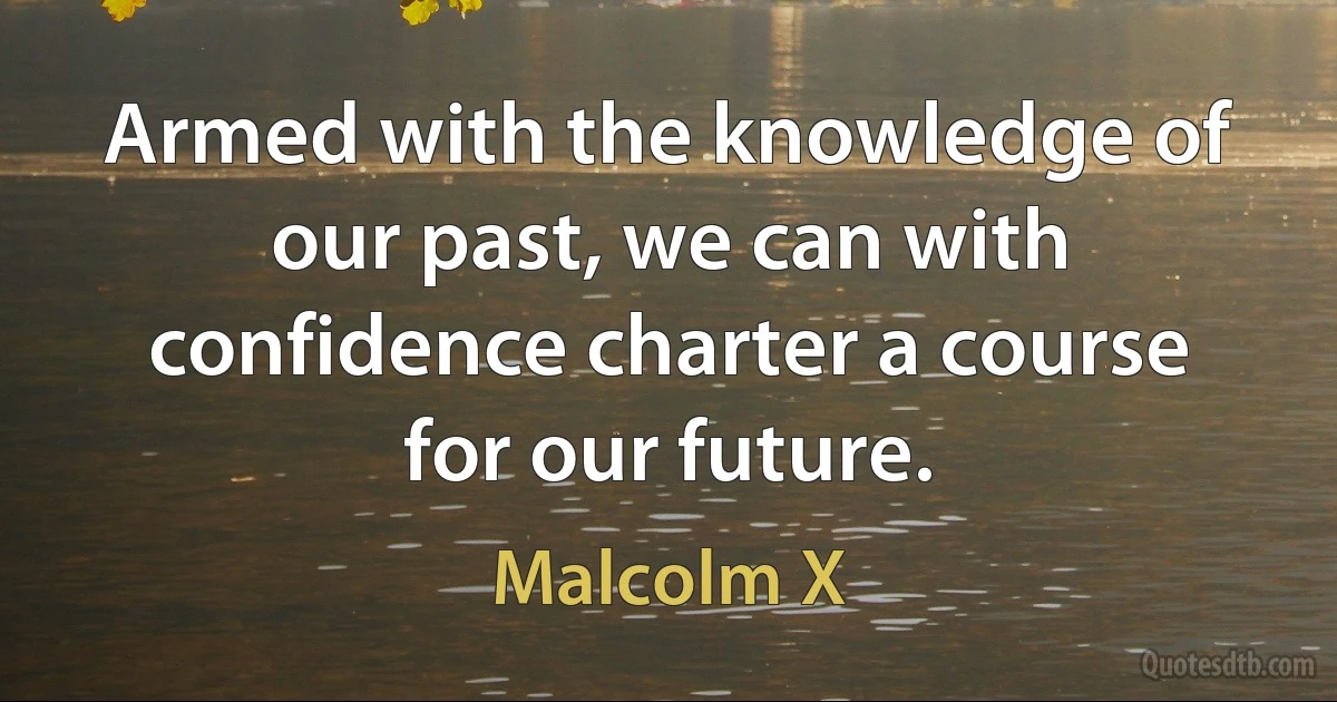 Armed with the knowledge of our past, we can with confidence charter a course for our future. (Malcolm X)