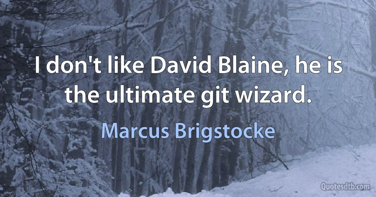 I don't like David Blaine, he is the ultimate git wizard. (Marcus Brigstocke)