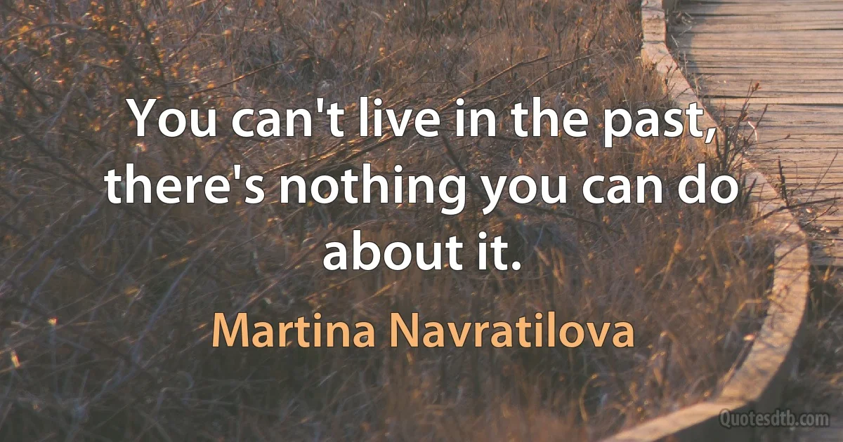 You can't live in the past, there's nothing you can do about it. (Martina Navratilova)