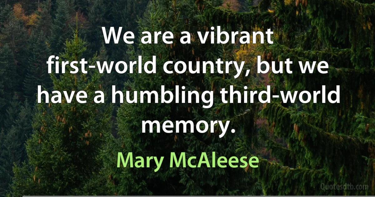 We are a vibrant first-world country, but we have a humbling third-world memory. (Mary McAleese)