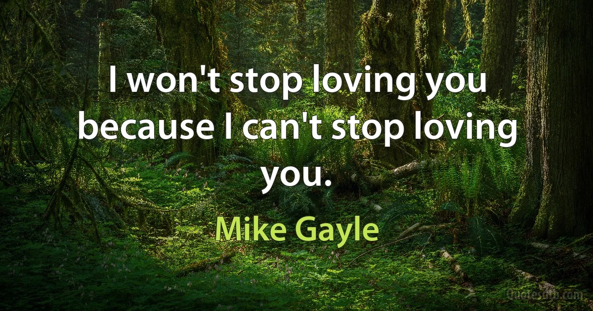 I won't stop loving you because I can't stop loving you. (Mike Gayle)