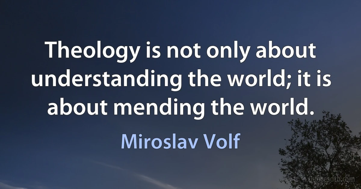 Theology is not only about understanding the world; it is about mending the world. (Miroslav Volf)