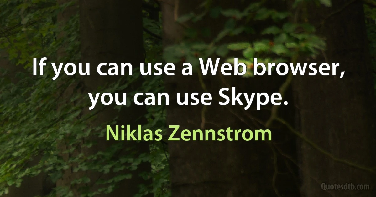 If you can use a Web browser, you can use Skype. (Niklas Zennstrom)