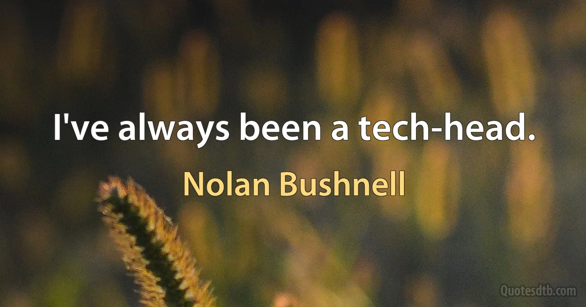 I've always been a tech-head. (Nolan Bushnell)