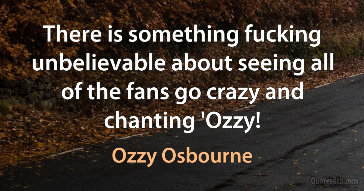 There is something fucking unbelievable about seeing all of the fans go crazy and chanting 'Ozzy! (Ozzy Osbourne)