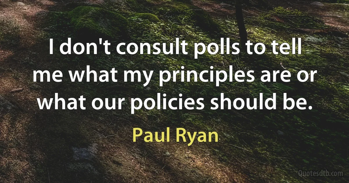 I don't consult polls to tell me what my principles are or what our policies should be. (Paul Ryan)