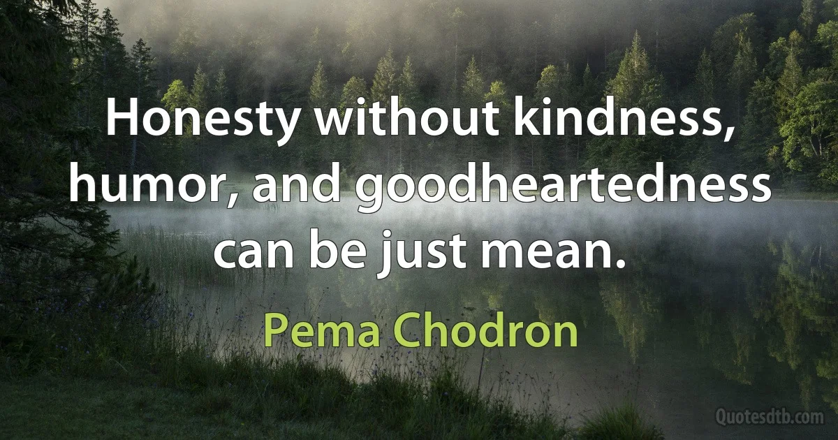 Honesty without kindness, humor, and goodheartedness can be just mean. (Pema Chodron)