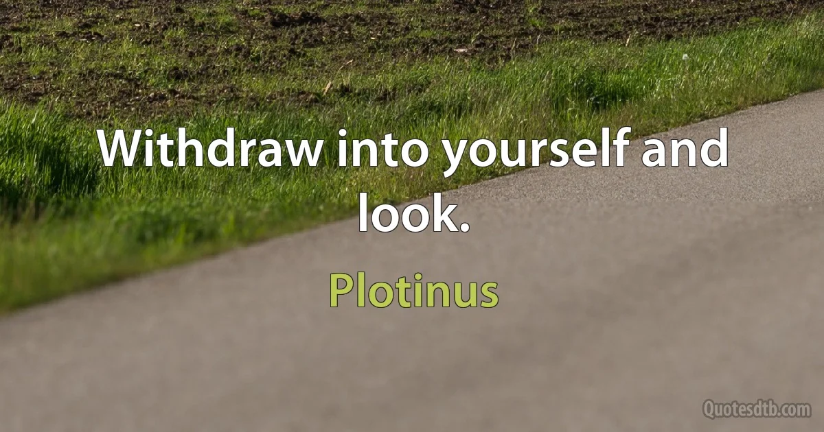 Withdraw into yourself and look. (Plotinus)