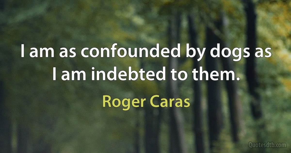 I am as confounded by dogs as I am indebted to them. (Roger Caras)