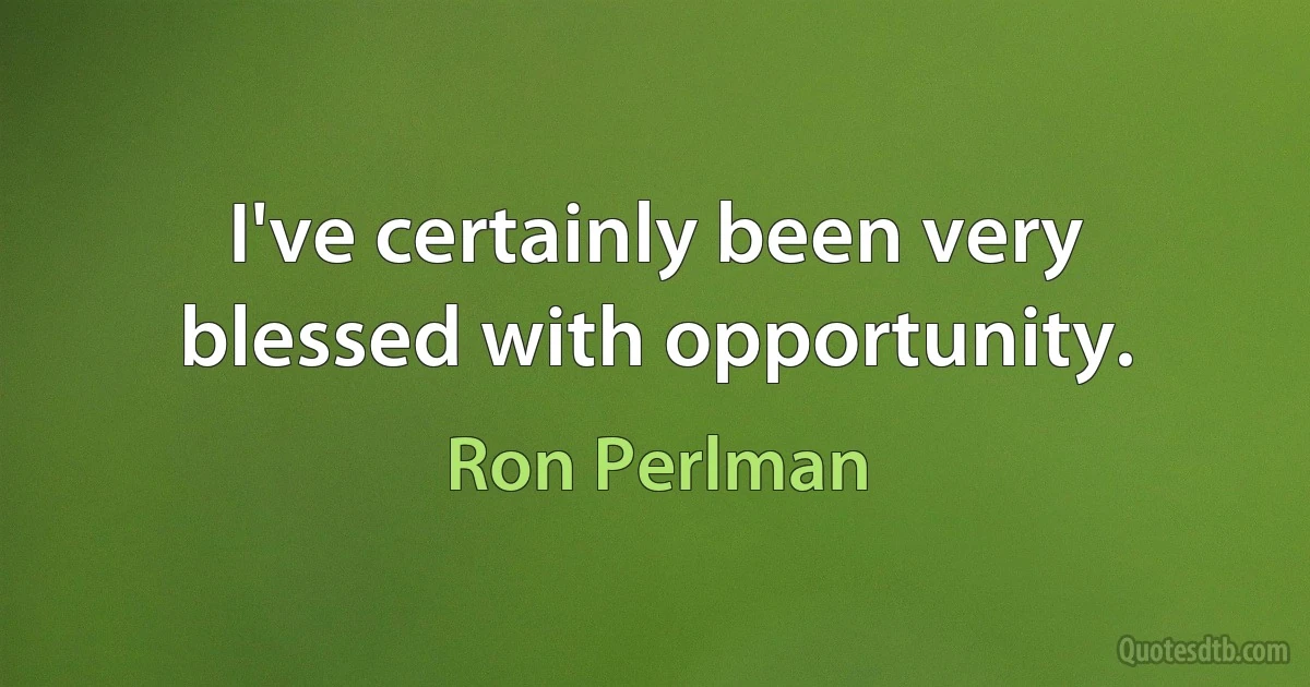 I've certainly been very blessed with opportunity. (Ron Perlman)