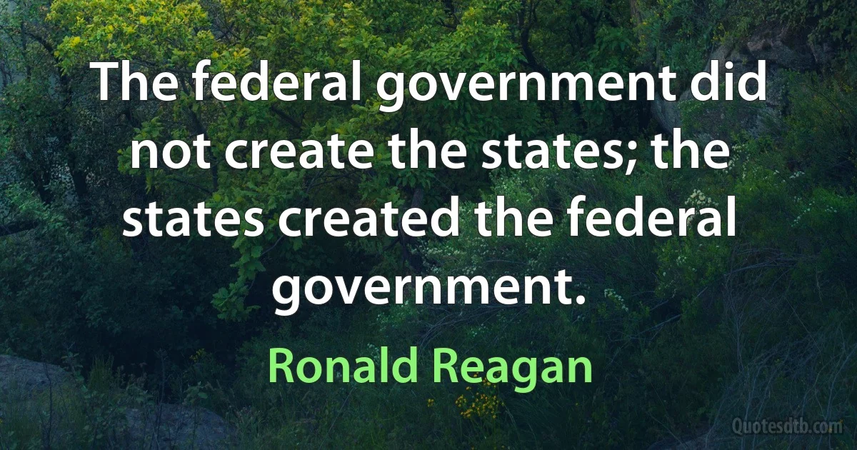 The federal government did not create the states; the states created the federal government. (Ronald Reagan)