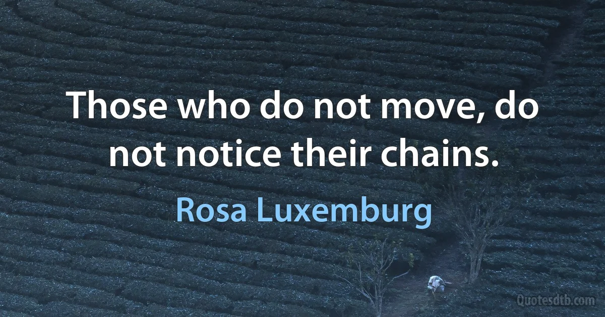 Those who do not move, do not notice their chains. (Rosa Luxemburg)