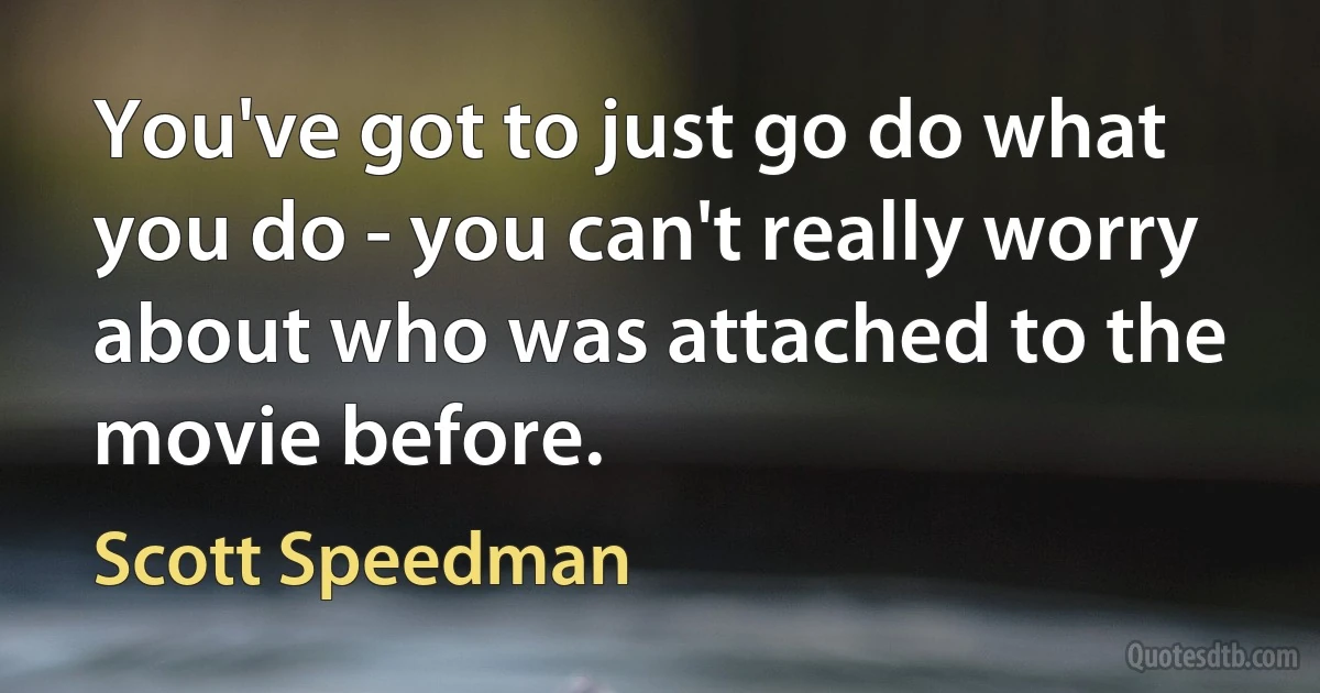 You've got to just go do what you do - you can't really worry about who was attached to the movie before. (Scott Speedman)