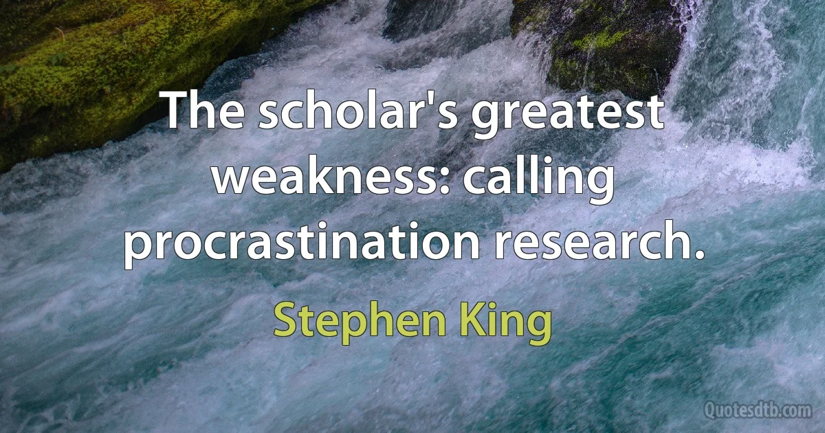 The scholar's greatest weakness: calling procrastination research. (Stephen King)