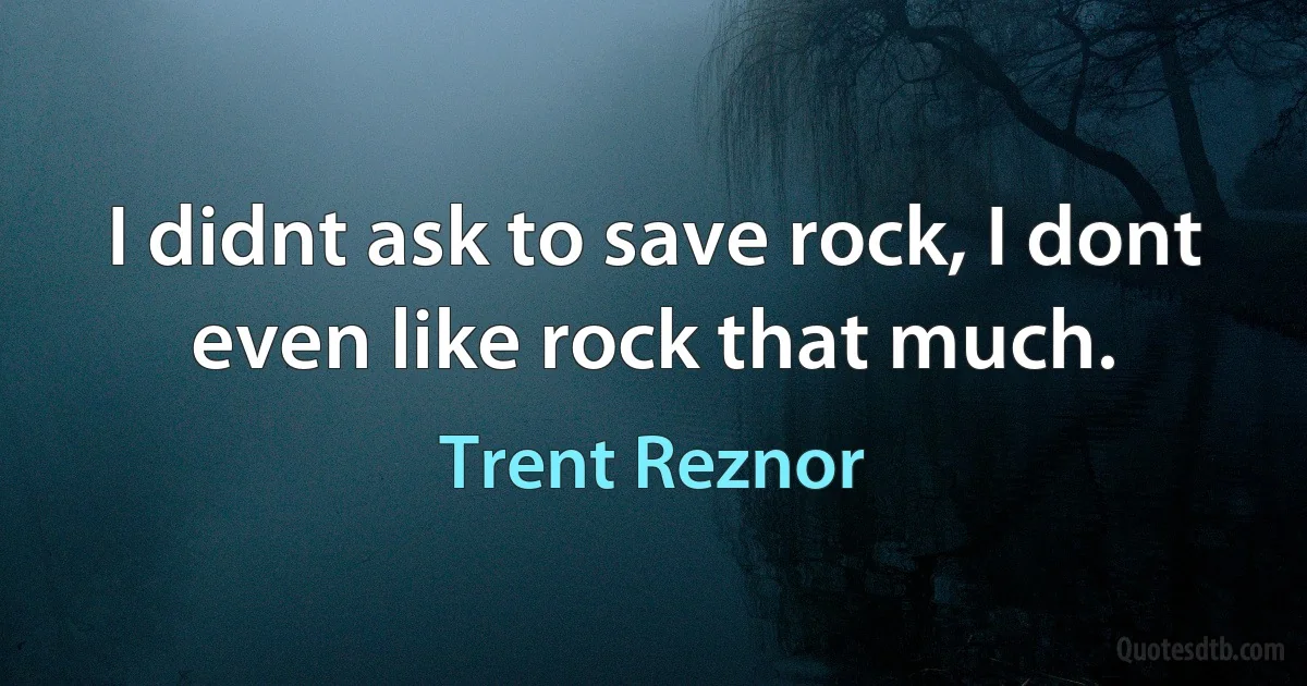 I didnt ask to save rock, I dont even like rock that much. (Trent Reznor)