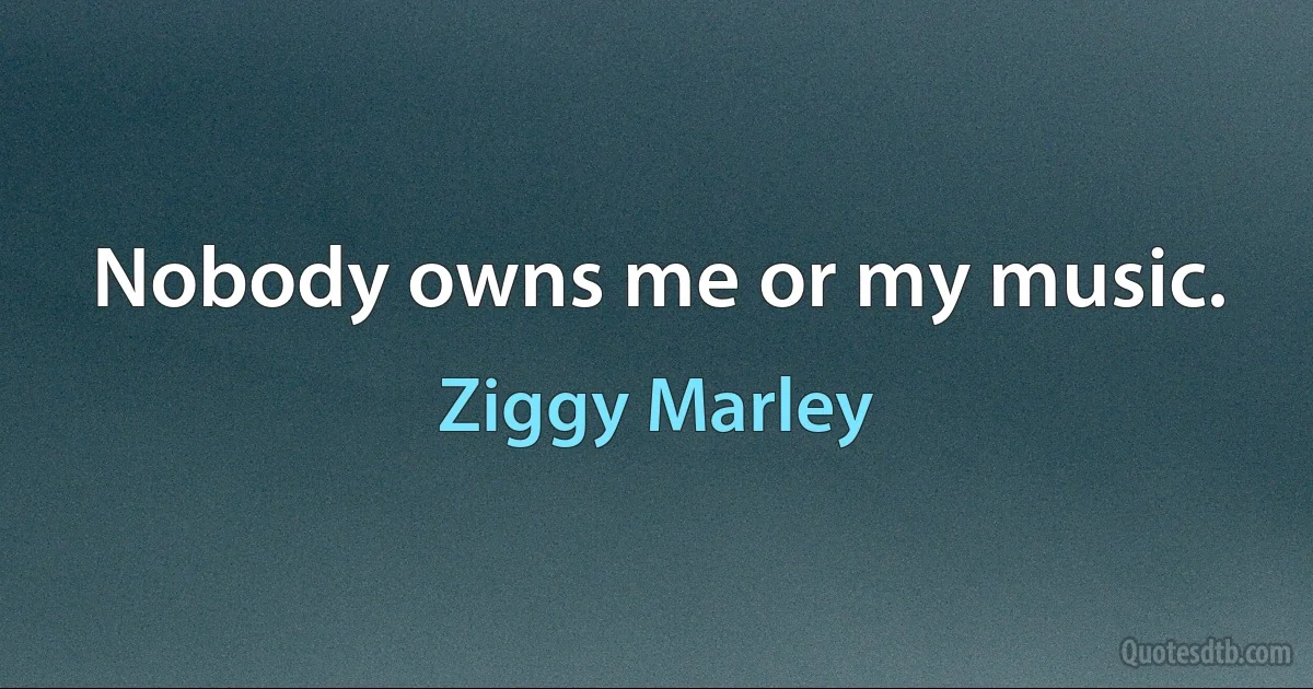 Nobody owns me or my music. (Ziggy Marley)