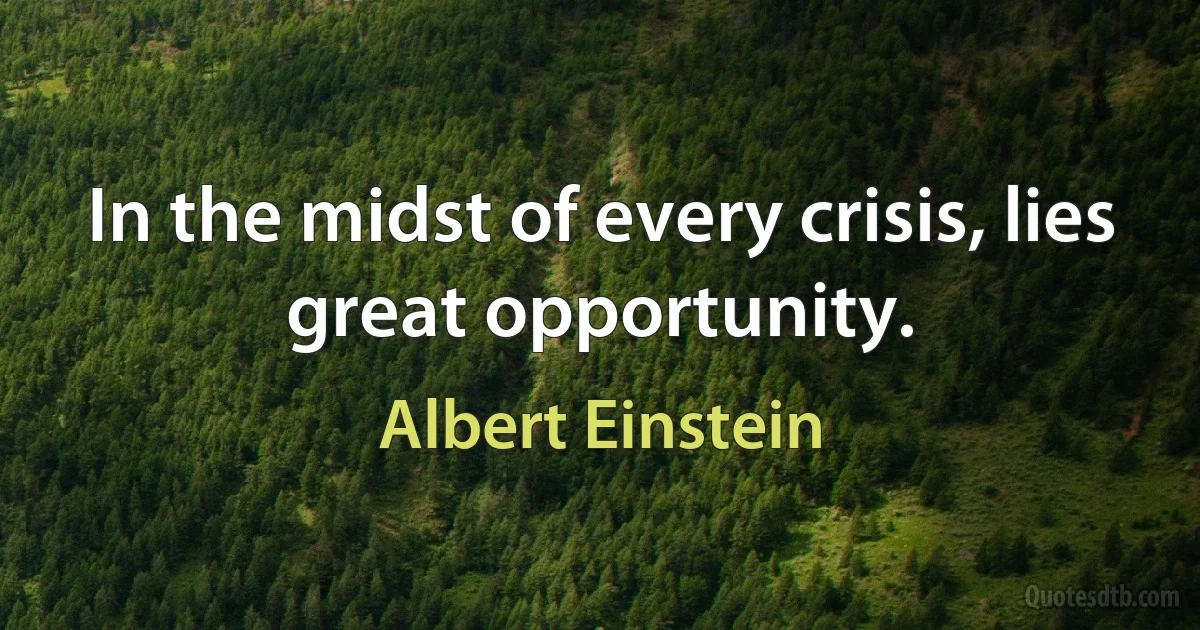 In the midst of every crisis, lies great opportunity. (Albert Einstein)