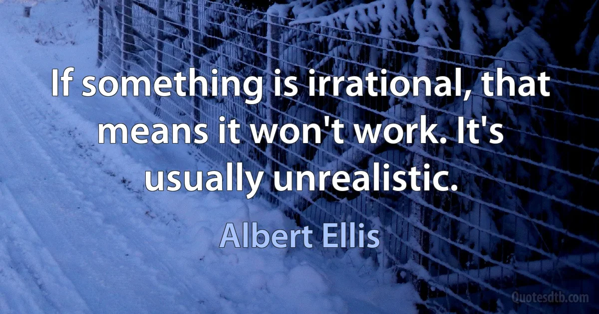 If something is irrational, that means it won't work. It's usually unrealistic. (Albert Ellis)