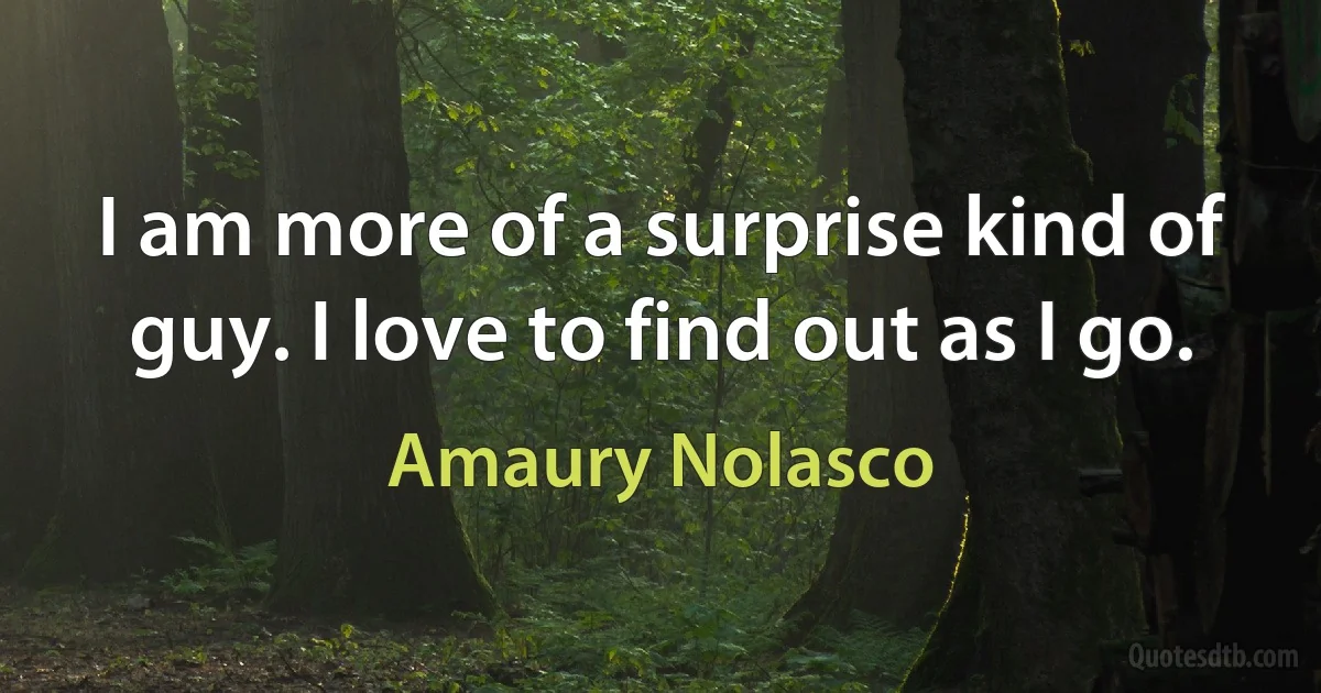 I am more of a surprise kind of guy. I love to find out as I go. (Amaury Nolasco)