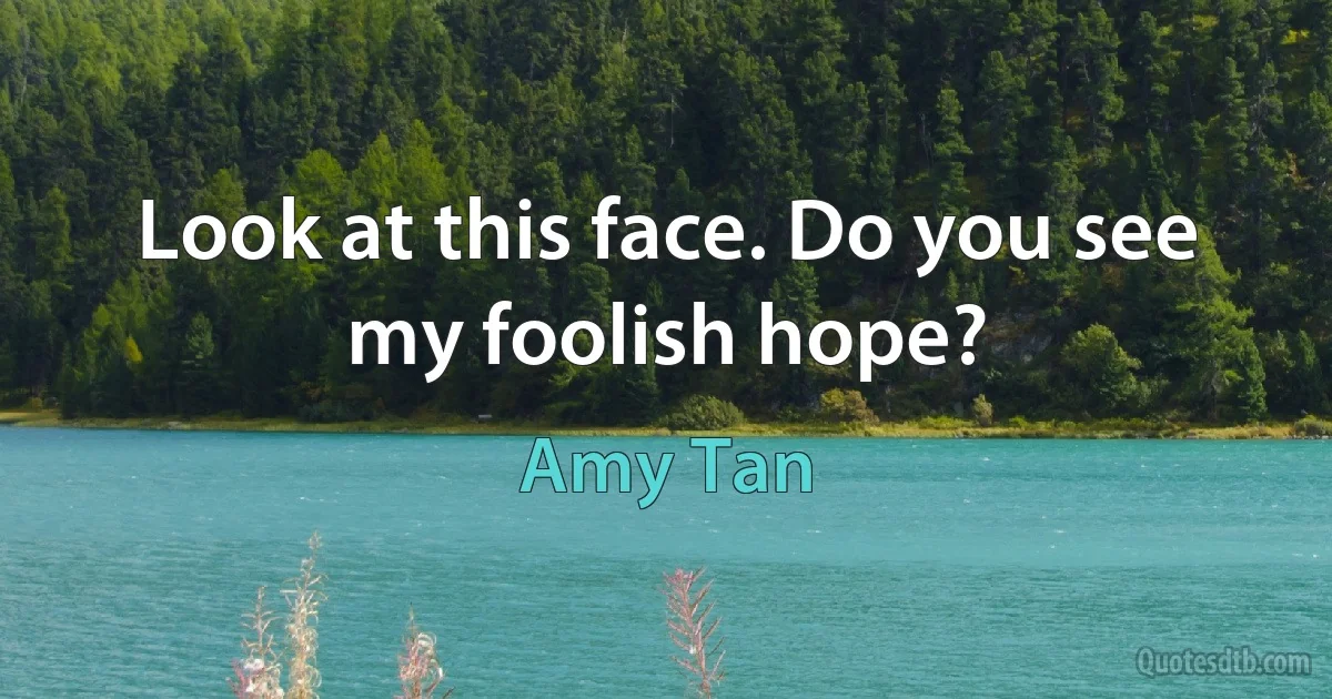 Look at this face. Do you see my foolish hope? (Amy Tan)