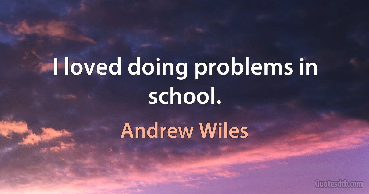 I loved doing problems in school. (Andrew Wiles)