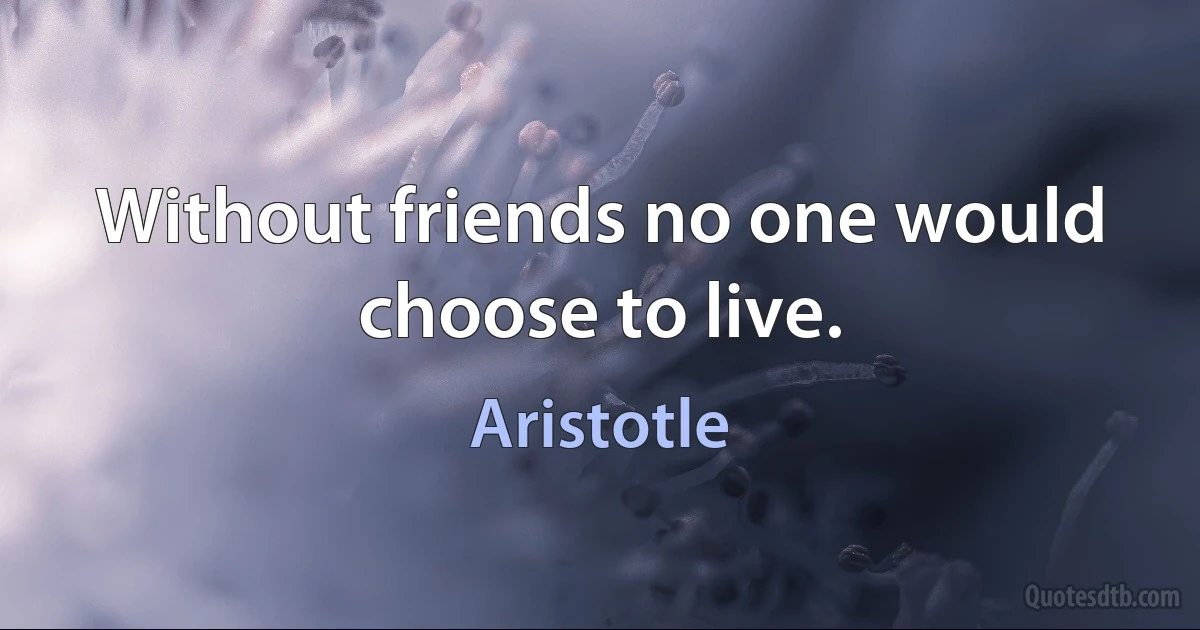 Without friends no one would choose to live. (Aristotle)