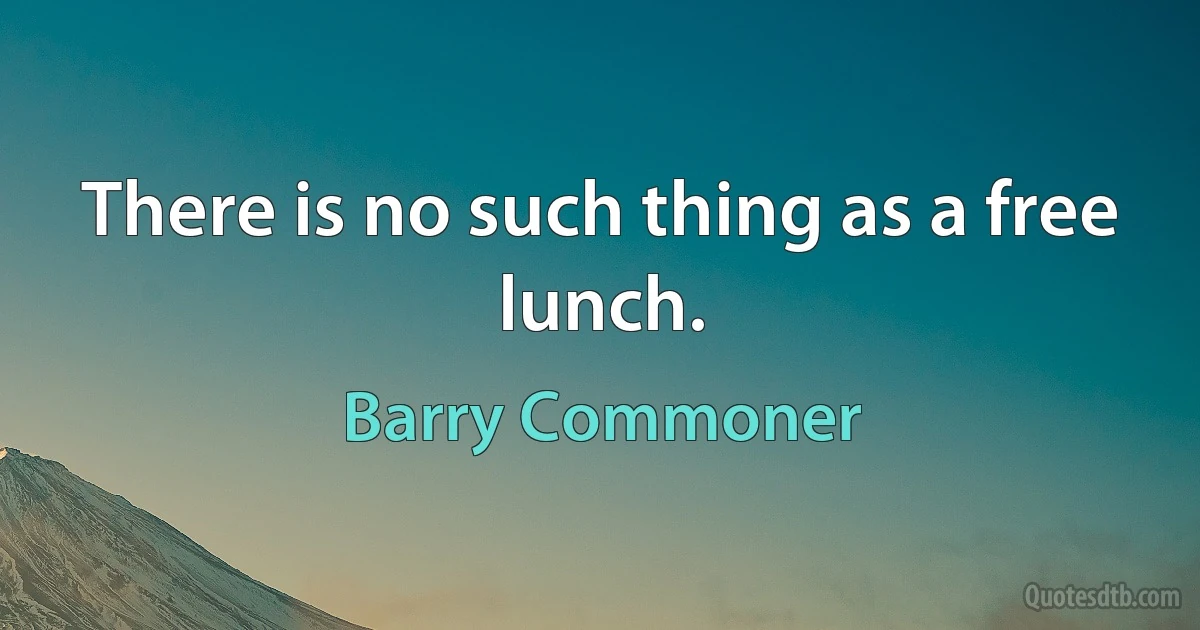 There is no such thing as a free lunch. (Barry Commoner)