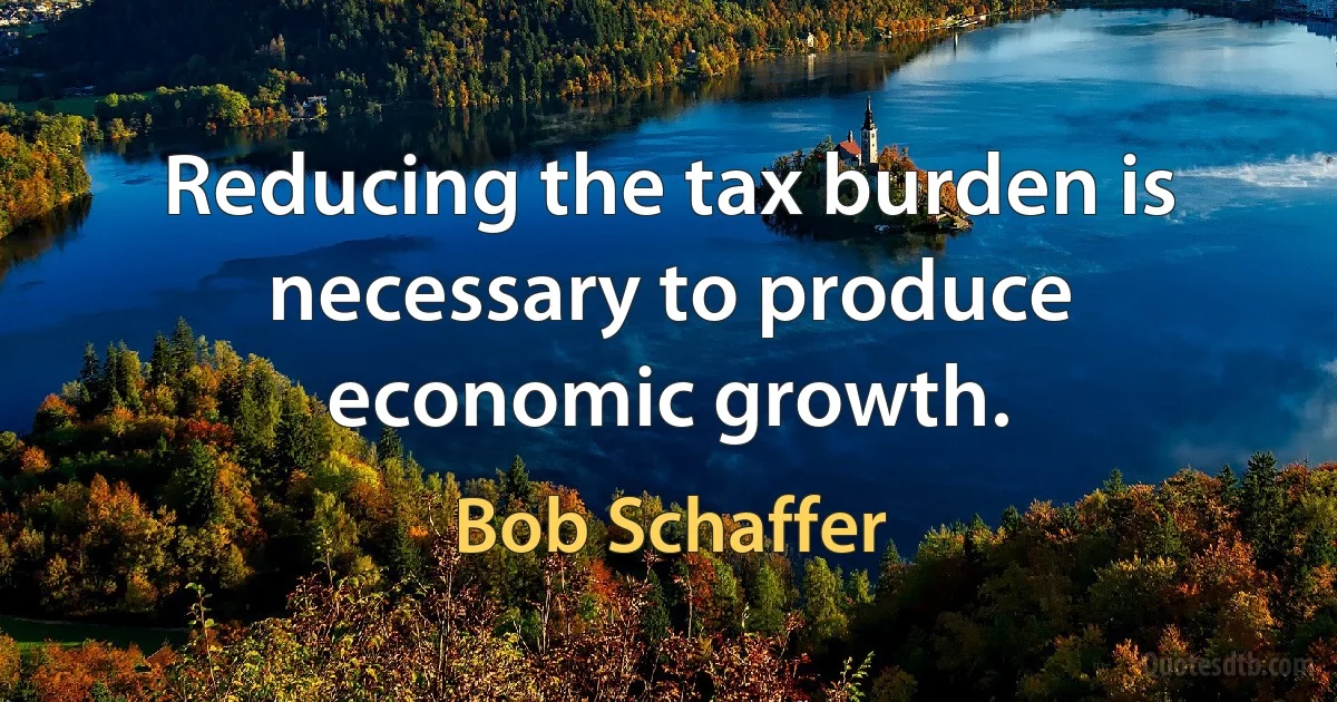 Reducing the tax burden is necessary to produce economic growth. (Bob Schaffer)