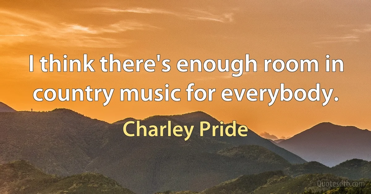 I think there's enough room in country music for everybody. (Charley Pride)