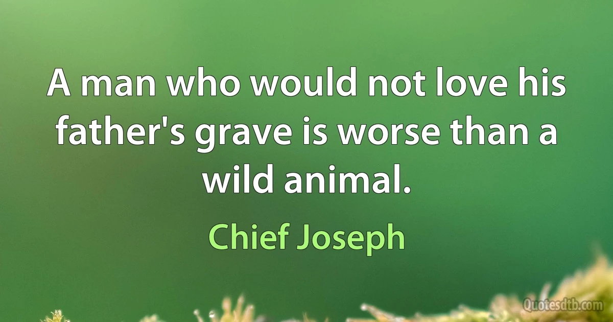 A man who would not love his father's grave is worse than a wild animal. (Chief Joseph)