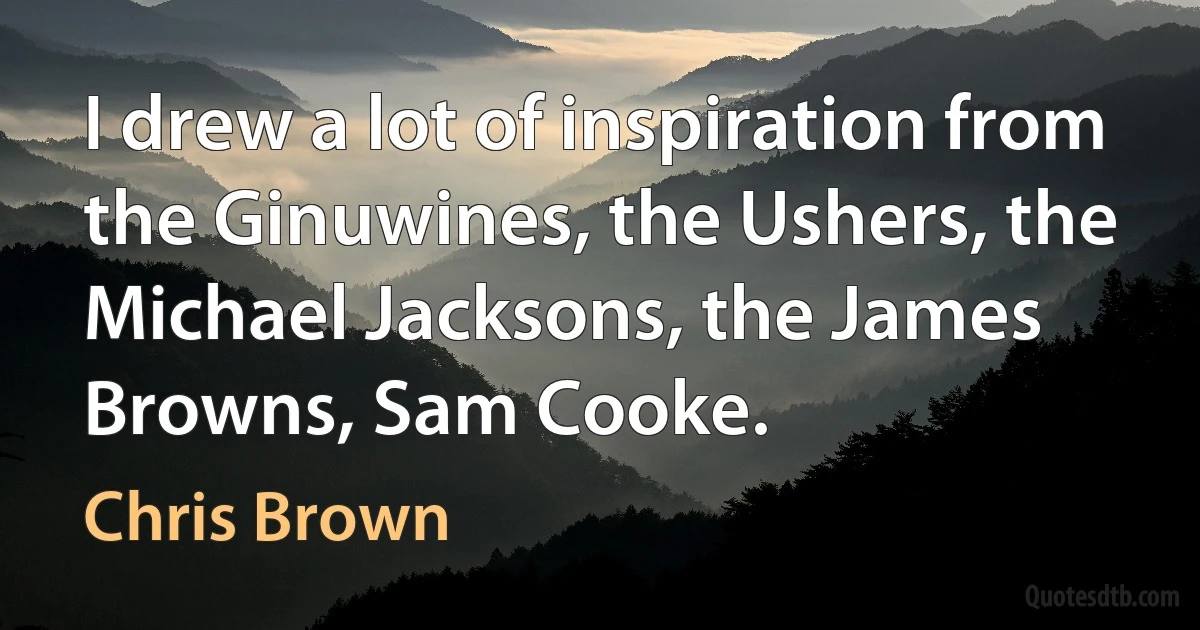 I drew a lot of inspiration from the Ginuwines, the Ushers, the Michael Jacksons, the James Browns, Sam Cooke. (Chris Brown)