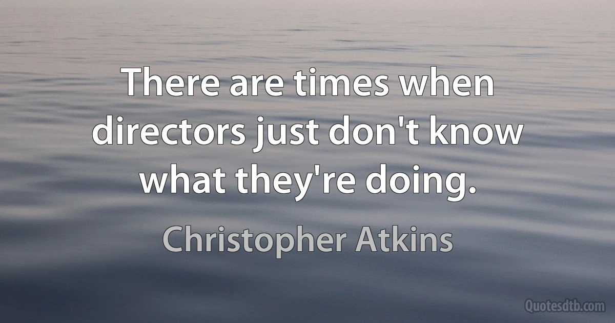 There are times when directors just don't know what they're doing. (Christopher Atkins)